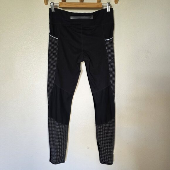 Athleta Dot Be Free Tight Leggings Women’s M Black Mesh Pocket Run Yoga 350178 - Picture 7 of 16